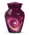  galaxy Urn for women's ashes in Purple Meadow theme, 