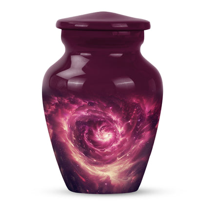  galaxy Urn for women's ashes in Purple Meadow theme, 
