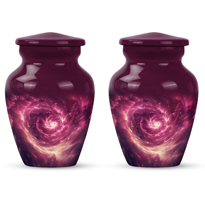  galaxy Urn for women's ashes in Purple Meadow theme, 