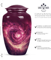  galaxy Urn for women's ashes in Purple Meadow theme, 