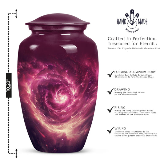  galaxy Urn for women's ashes in Purple Meadow theme, 