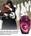  galaxy Urn for women's ashes in Purple Meadow theme, 