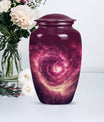  galaxy Urn for women's ashes in Purple Meadow theme, 