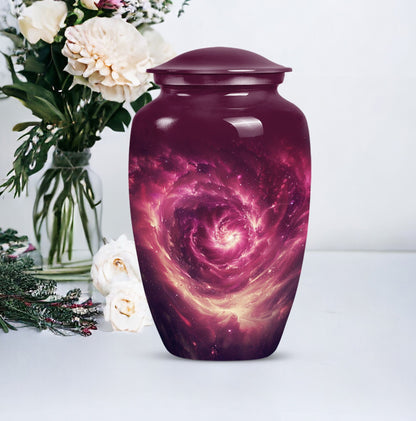  galaxy Urn for women's ashes in Purple Meadow theme, 