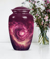 galaxy Urn for women's ashes in Purple Meadow theme, 
