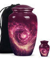  galaxy Urn for women's ashes in Purple Meadow theme, 
