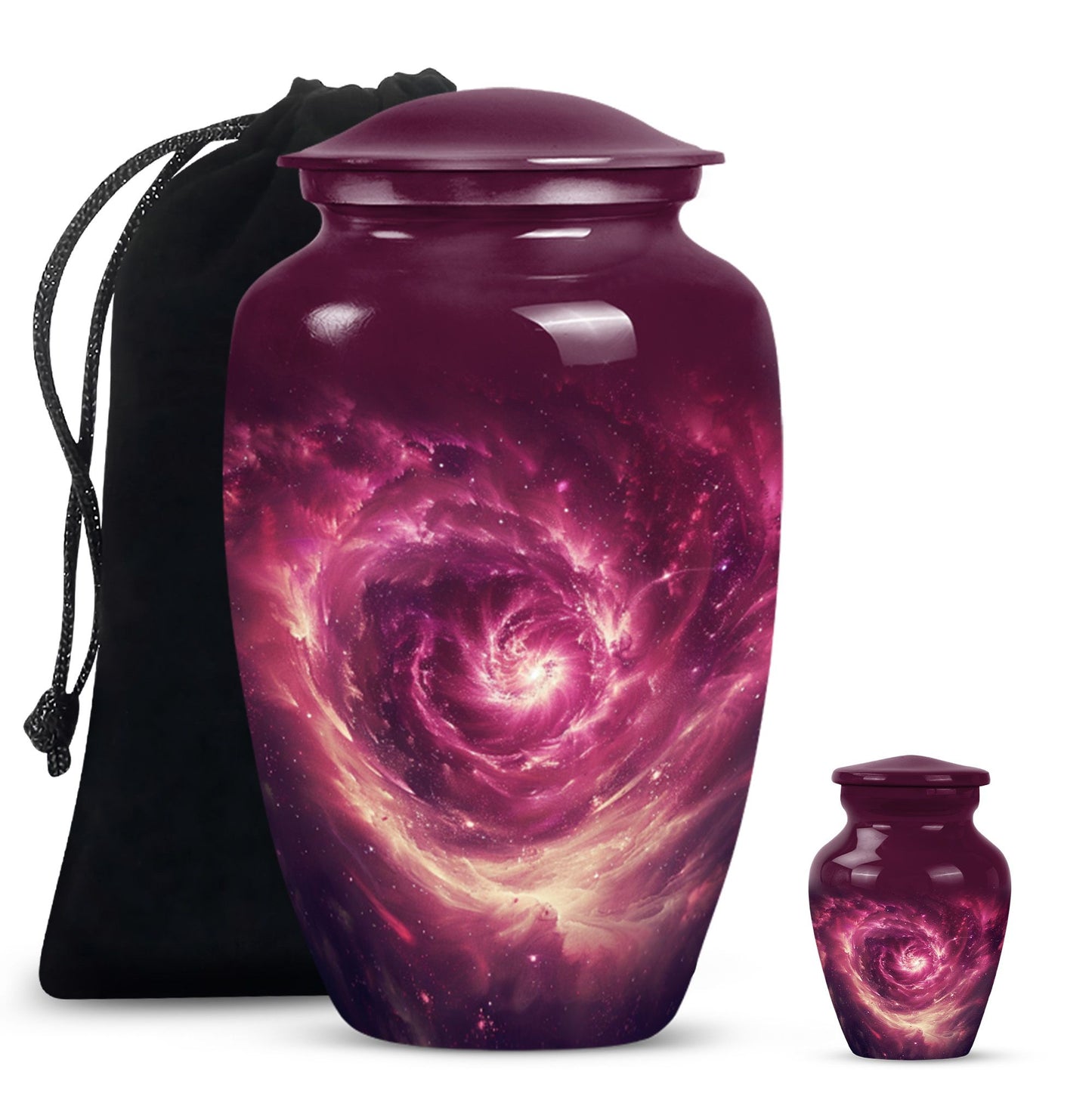  galaxy Urn for women's ashes in Purple Meadow theme, 