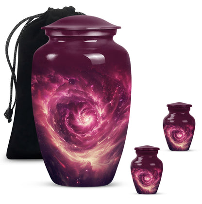  galaxy Urn for women's ashes in Purple Meadow theme, 