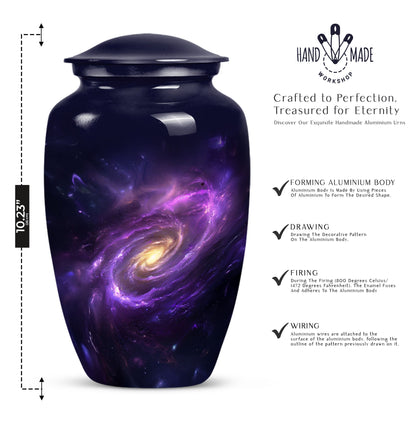 Galaxy Urn in Purple Meadow theme for male adult ashes