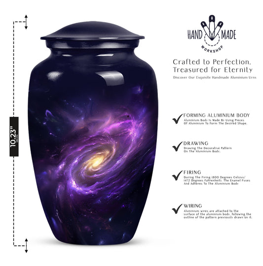 Galaxy Urn in Purple Meadow theme for male adult ashes