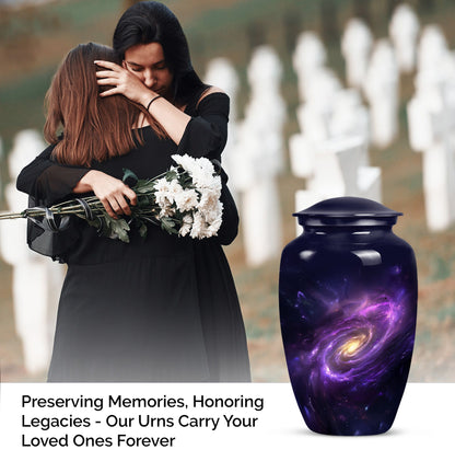 Galaxy Urn in Purple Meadow theme for male adult ashes
