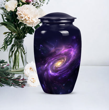 Galaxy Urn in Purple Meadow theme for male adult ashes