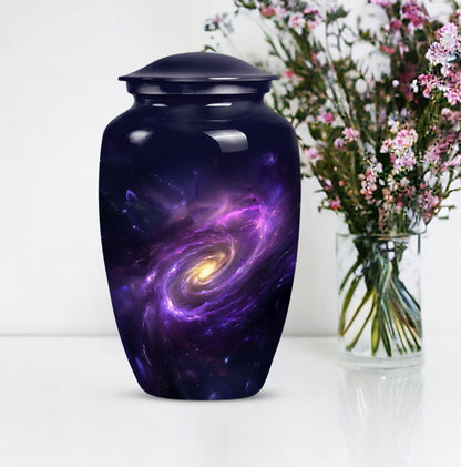 Galaxy Urn in Purple Meadow theme for male adult ashes