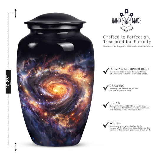  Glaaxy Urn in Purple Meadow theme for dad's cremation ashes