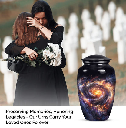  Glaaxy Urn in Purple Meadow theme for dad's cremation ashes