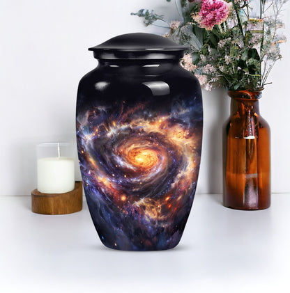  Glaaxy Urn in Purple Meadow theme for dad's cremation ashes
