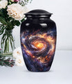  Glaaxy Urn in Purple Meadow theme for dad's cremation ashes