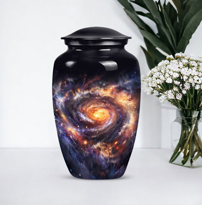  Glaaxy Urn in Purple Meadow theme for dad's cremation ashes