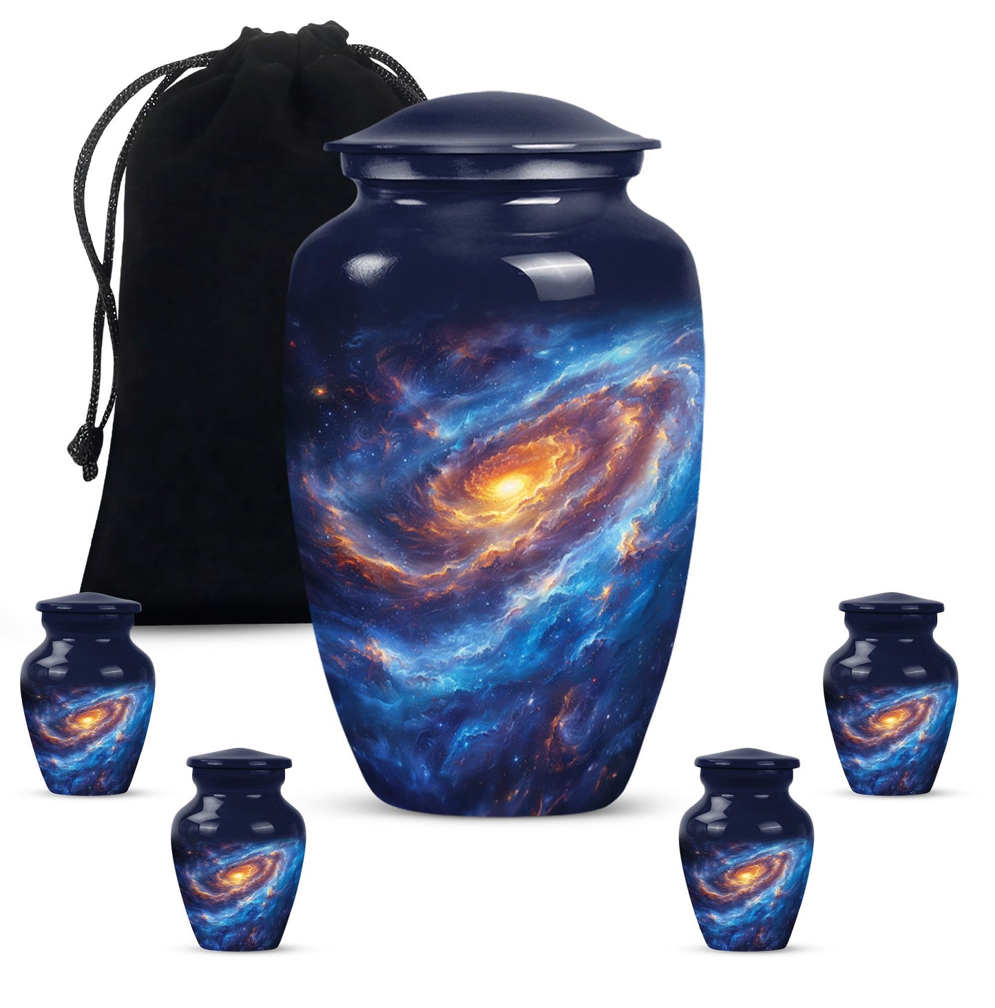 Classic purple meadow-themed 10-inch galaxy urn