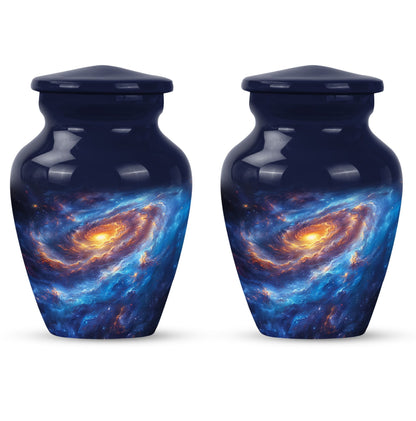 Classic purple meadow-themed 10-inch galaxy urn