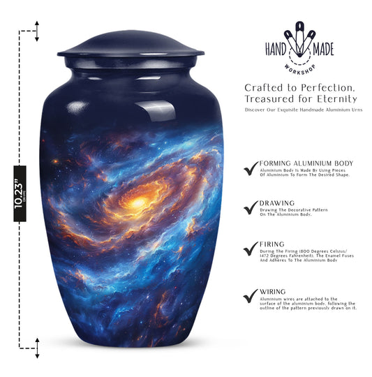 Classic purple meadow-themed 10-inch galaxy urn