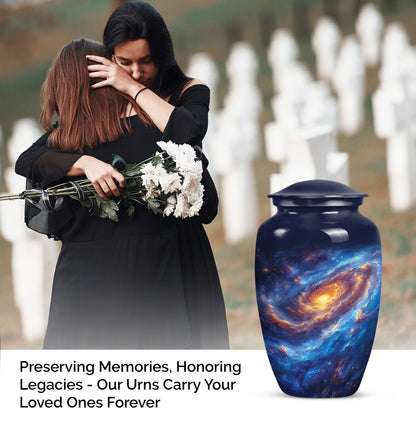 Classic purple meadow-themed 10-inch galaxy urn