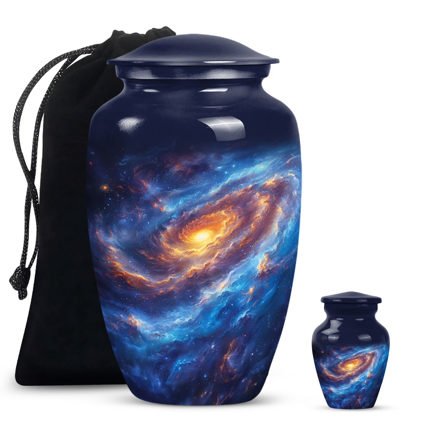 Classic purple meadow-themed 10-inch galaxy urn
