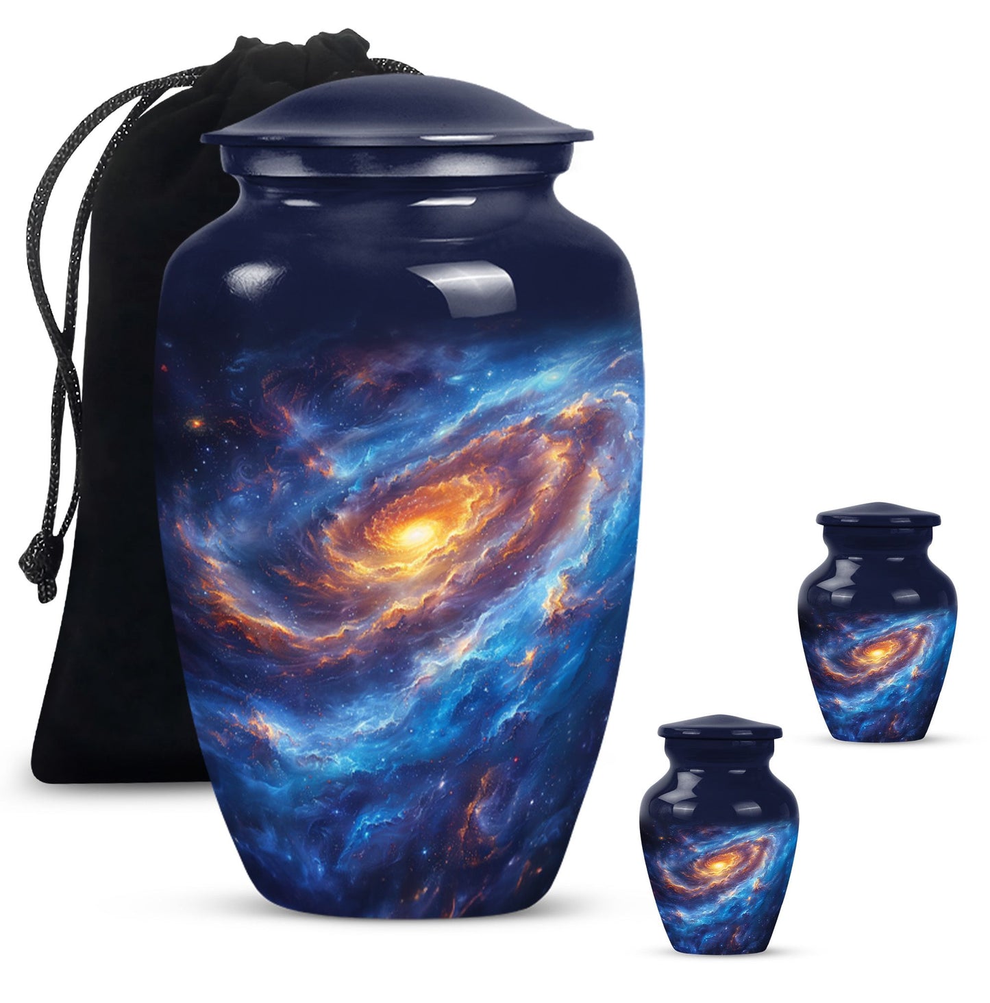 Classic purple meadow-themed 10-inch galaxy urn