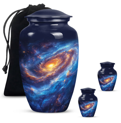 Classic purple meadow-themed 10-inch galaxy urn