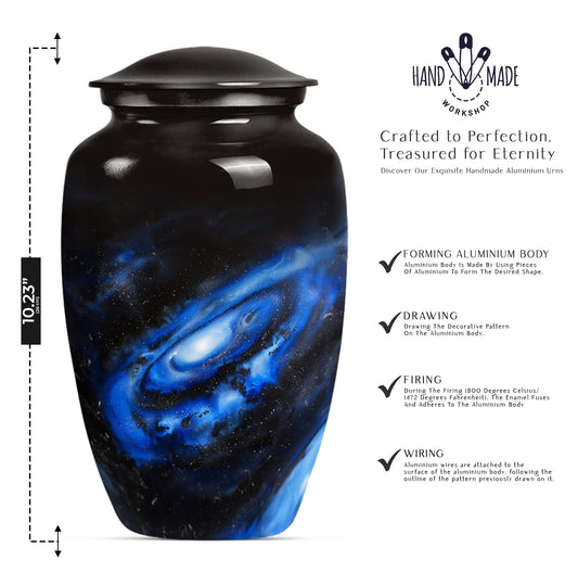 Classic Galaxy Urn Purple Meadow theme for women's ashes.