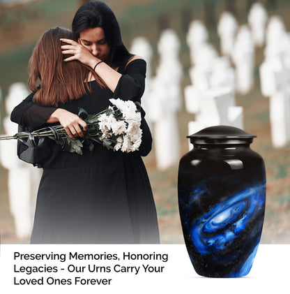 Classic Galaxy Urn Purple Meadow theme for women's ashes.