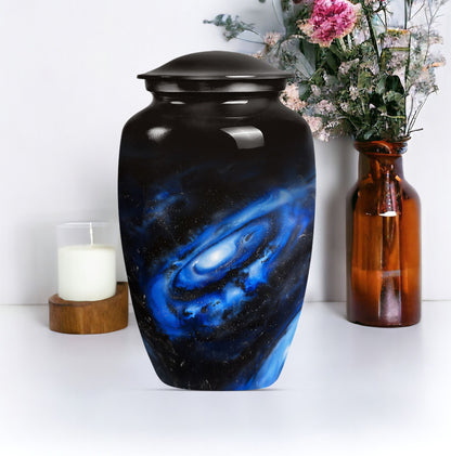 Classic Galaxy Urn Purple Meadow theme for women's ashes.