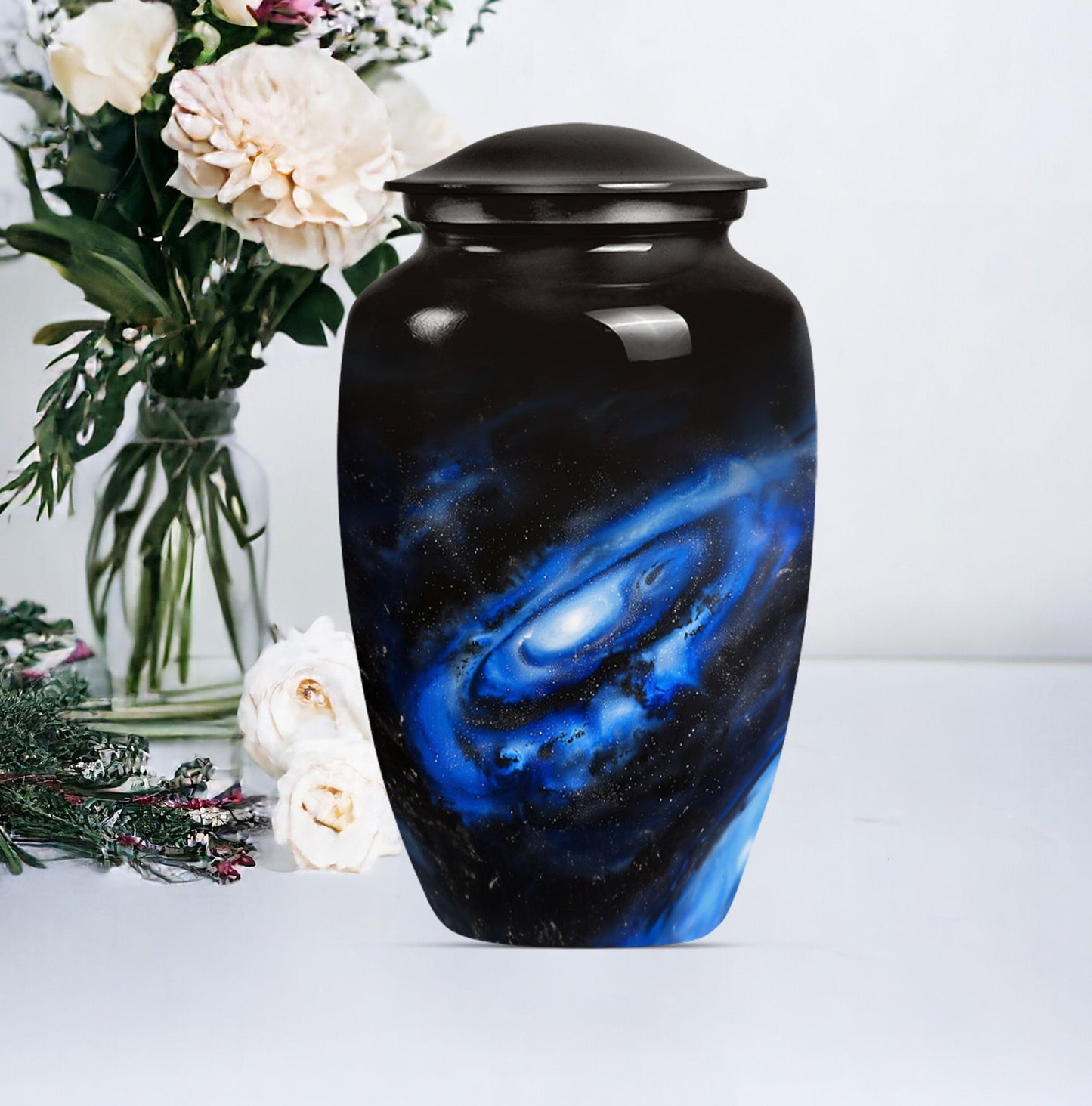 Classic Galaxy Urn Purple Meadow theme for women's ashes.