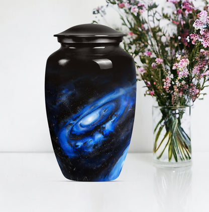 Classic Galaxy Urn Purple Meadow theme for women's ashes.