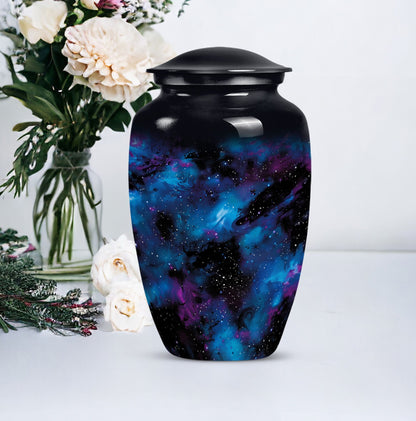 10-inch glaaxy urn, classic design in Purple Meadow theme.