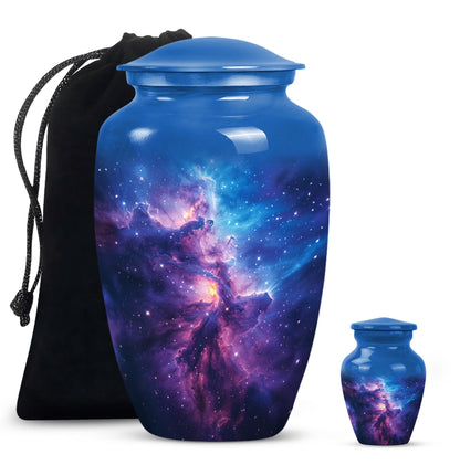 Galaxy Theme Large Urn With 1 Keepsake Urn