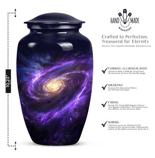 Classic 10-inch Galaxy Urn in Purple Meadow theme for ash