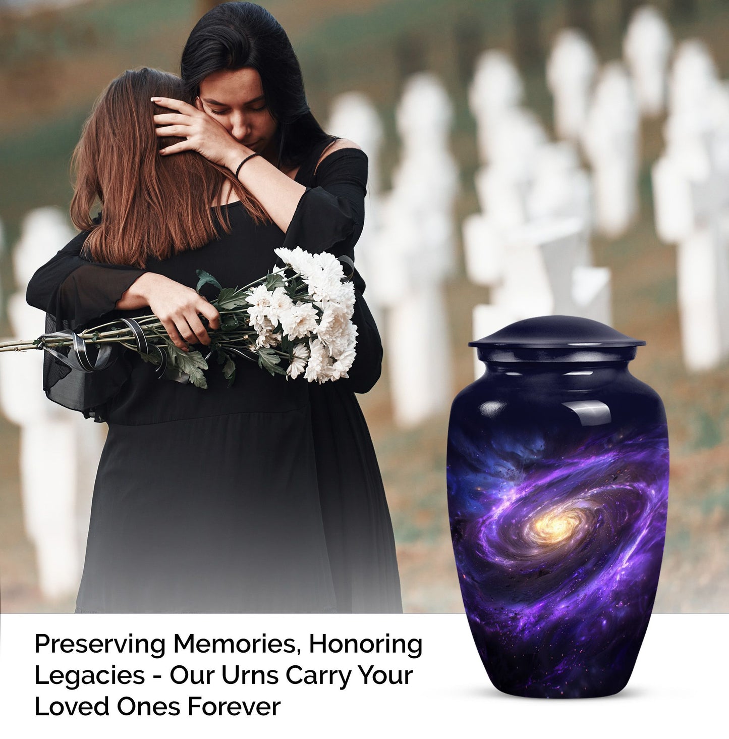 Classic 10-inch Galaxy Urn in Purple Meadow theme for ash