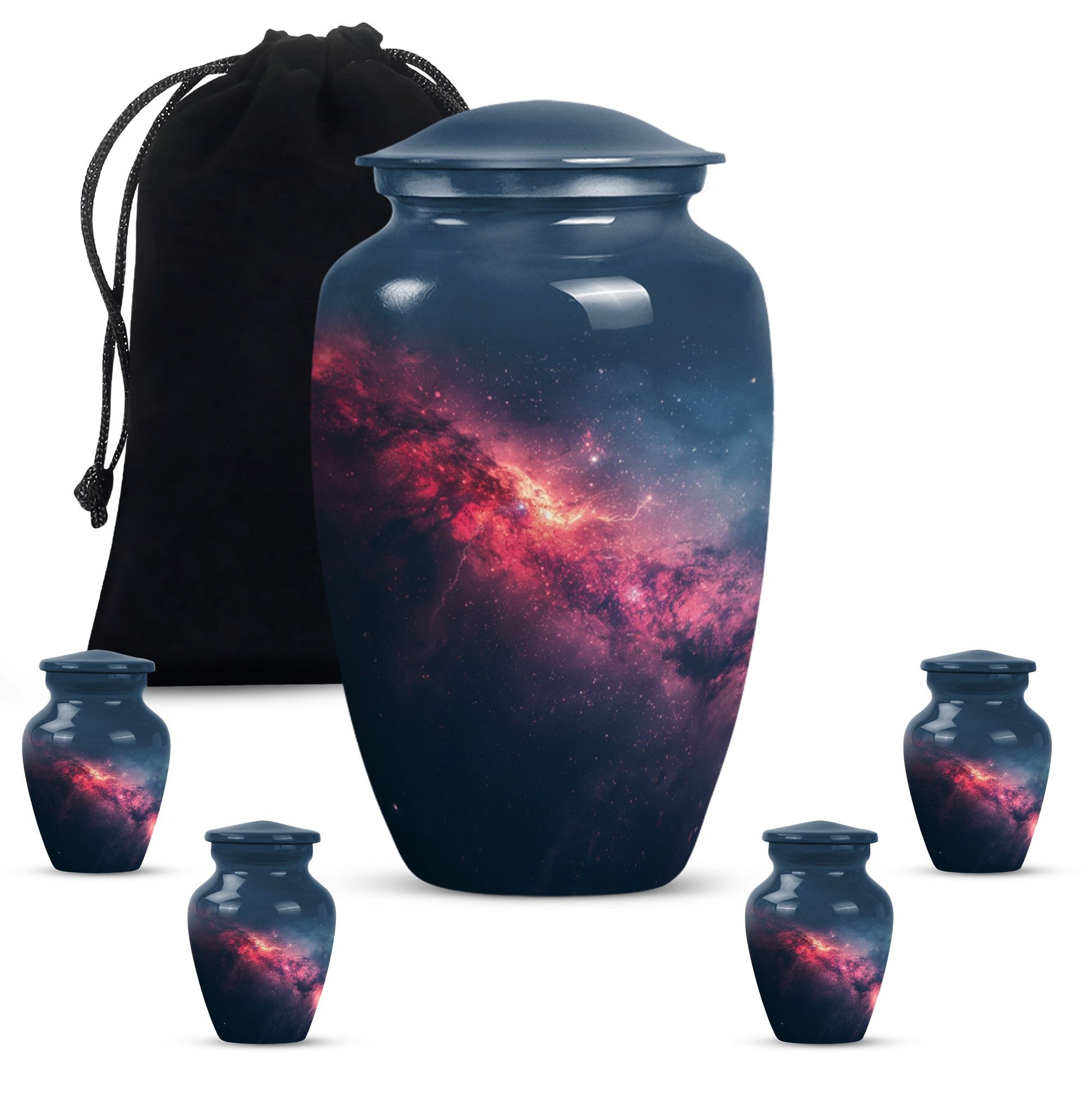 Galaxy Theme Large Urn With 4 Keepsake Urn