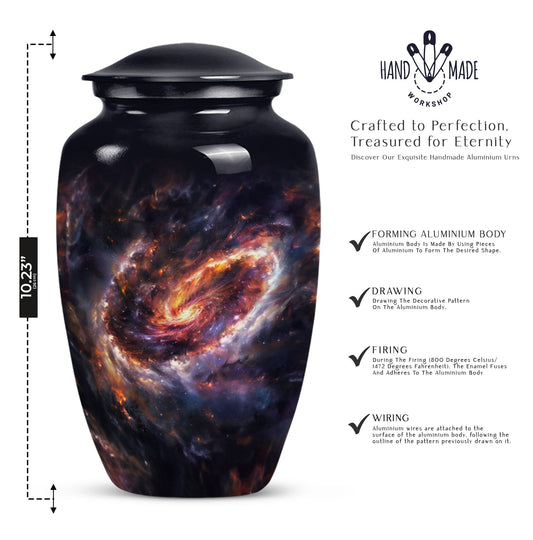 Classic 10-inch Glaaxy Urn in Purple Meadow Theme.