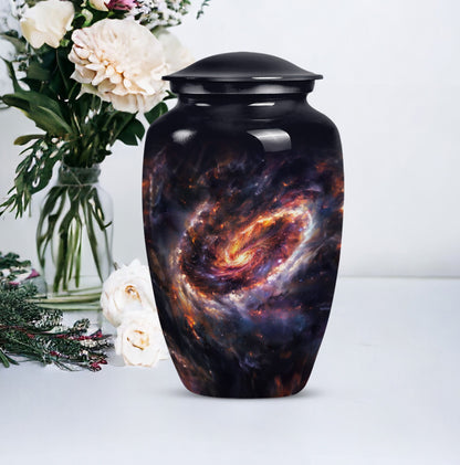 Classic 10-inch Glaaxy Urn in Purple Meadow Theme.