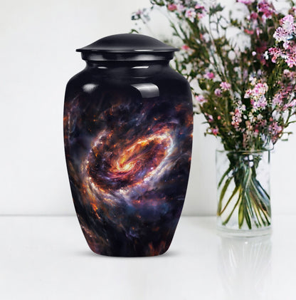 Classic 10-inch Glaaxy Urn in Purple Meadow Theme.
