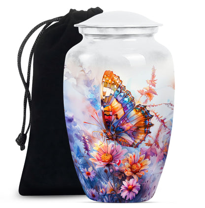 Purple Meadow themed classic butterfly urn for cremation
