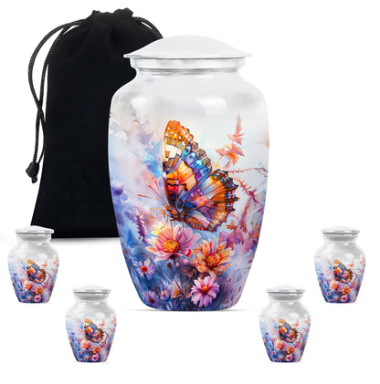 Purple Meadow themed classic butterfly urn for cremation