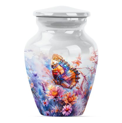 Purple Meadow themed classic butterfly urn for cremation