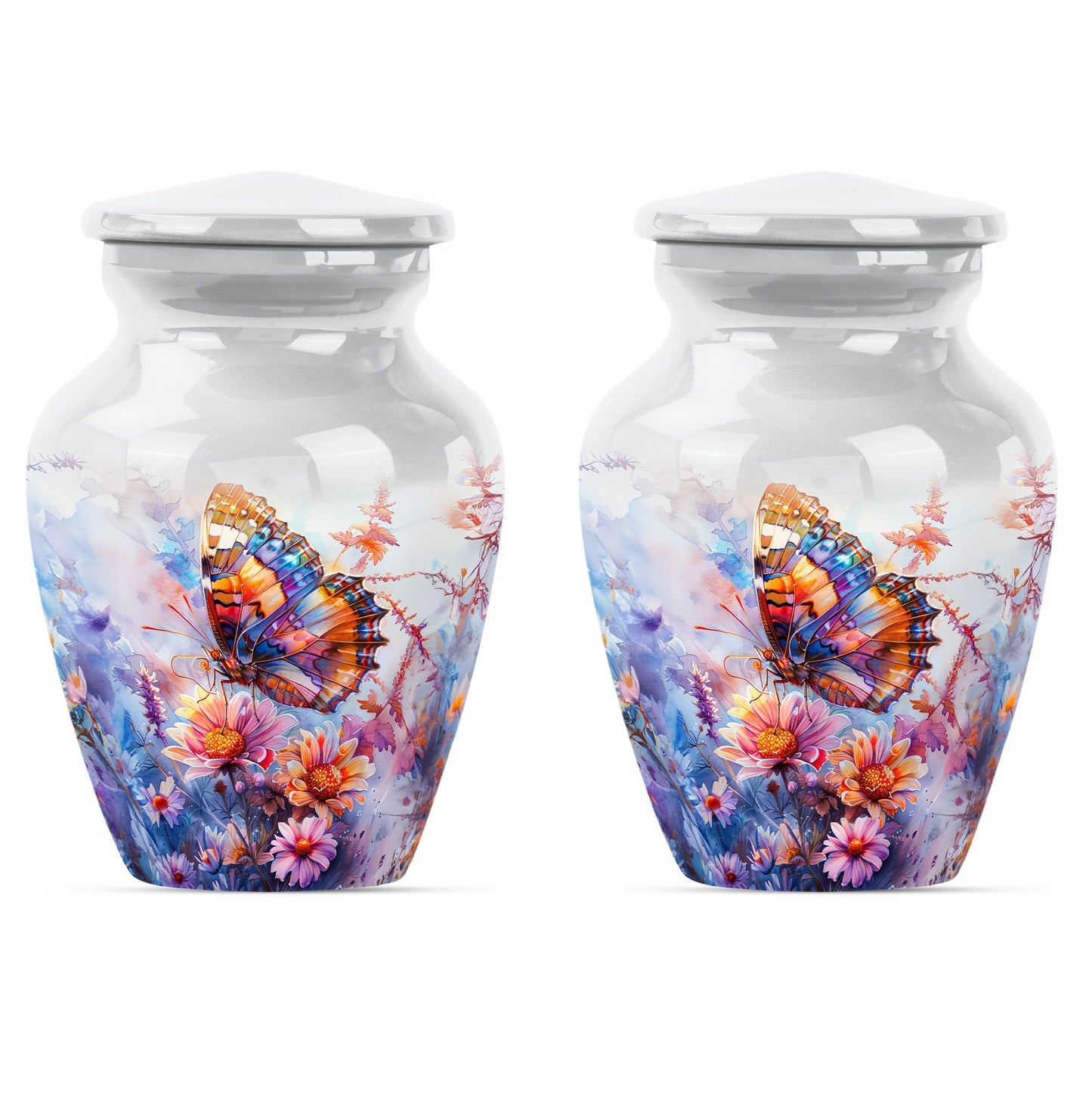 Purple Meadow themed classic butterfly urn for cremation