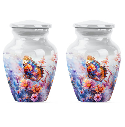 Purple Meadow themed classic butterfly urn for cremation