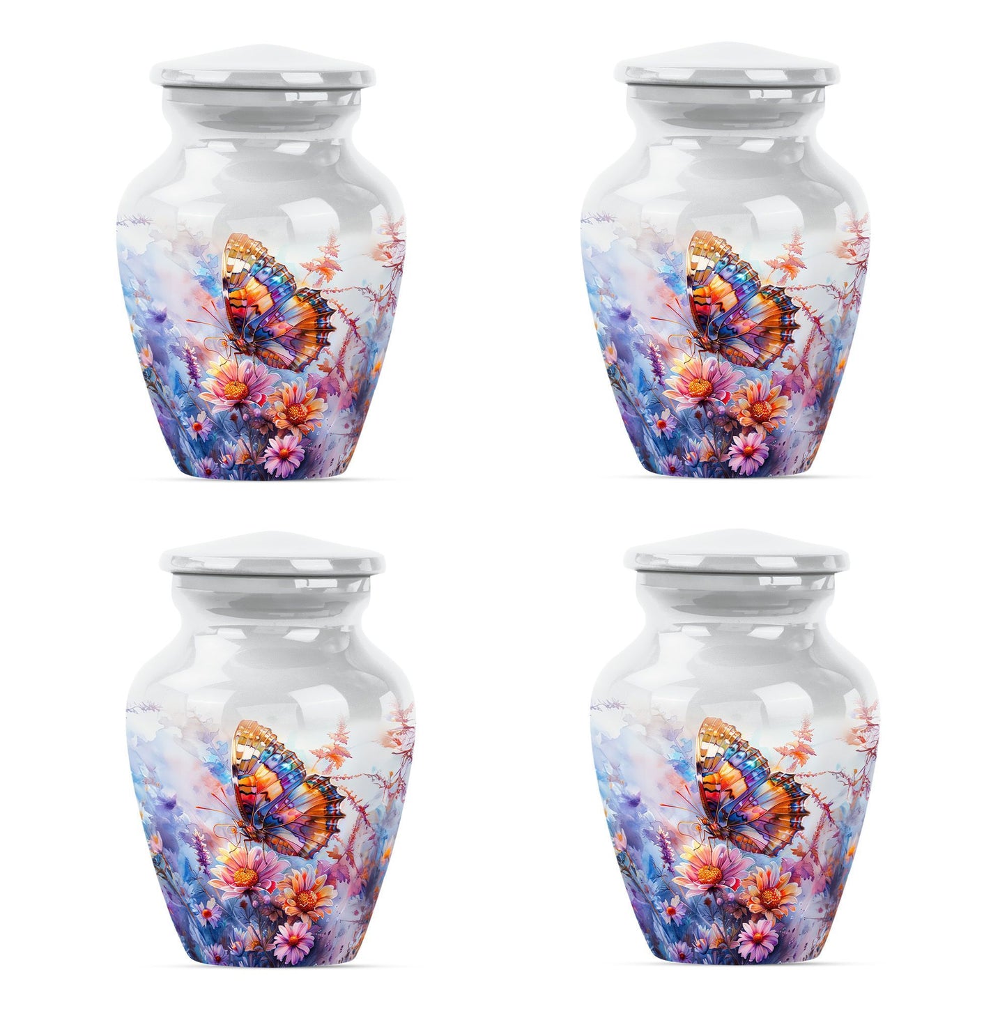 Purple Meadow themed classic butterfly urn for cremation
