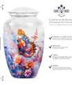 Purple Meadow themed classic butterfly urn for cremation