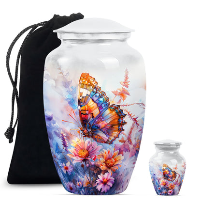 Purple Meadow themed classic butterfly urn for cremation